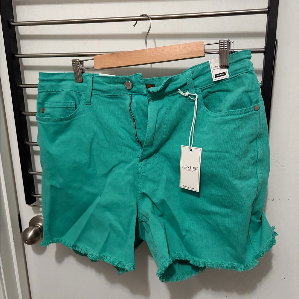 Judy Blue Women's Teal Jean Shorts - Picture 2 of 3